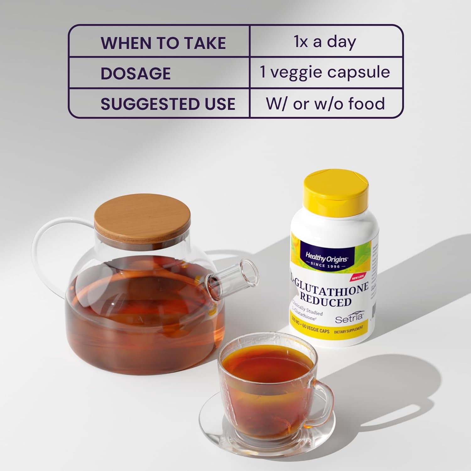 L-Glutathione (Setria) Reduced, 500 Mg - Immune Support Supplement - Collagen & Antioxidant Support - Gluten-Free Supplement - 150 Veggie Capsules